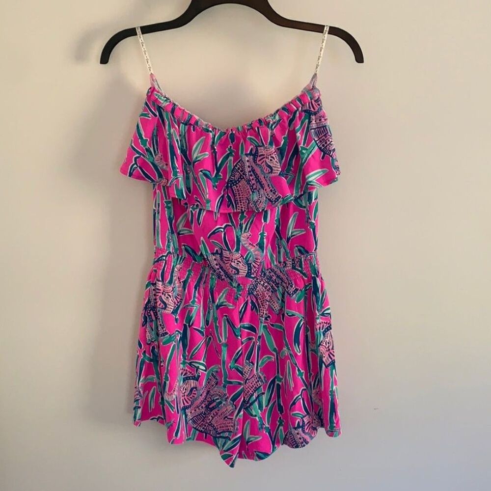 Lilly Pulitzer Elephant Print Tube Top Women's Romper Size XS EUC